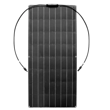 XINPUGUANG 100 Вт Полугибкая монокристаллическая фотоэлектрическая солнечная панель ETFE для кемперов, палаток, автомобилей, аккумуляторов 12 В или любой другой неровной поверхности (черная)