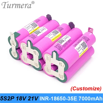 Turmera 18V 21V 18650 Батарейный блок 5S2P INR18650-35E 7000mAh 15A Паяльная Батарея для Отвертки Shura по индивидуальному заказу