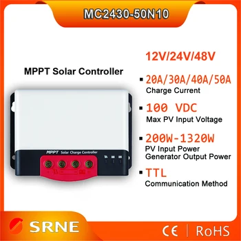 SRNE MPPT Солнечный Контроллер заряда Макс 1320 Вт Вход 20-50A Солнечный Регулятор 12 В 24 В Для литиевой батареи С ЖК-дисплеем BT-2 RM-6 ptional
