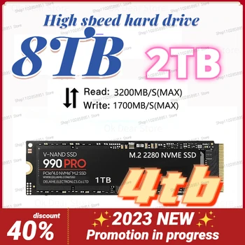 Новый 4 ТБ 2 ТБ 1 ТБ M.2 990 PRO Жесткий диск NVME SSD TLC 500 МБ/с. Внутренние твердотельные накопители для ноутбуков настольных ПК disco duro