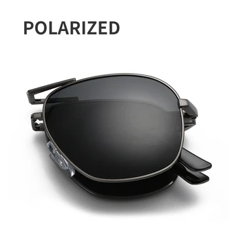 Высококлассные Модные Складные Поляризованные Солнцезащитные очки Для Мужчин И Женщин, Винтажные Портативные Солнцезащитные очки в металлической Оправе