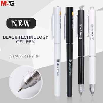 M & G 10 шт./лот 0,38 мм/0,5 мм Ультратонкая Черная Технологическая Гелевая ручка с Черными Чернилами Для Заправки Гелевой Ручки Школьные Канцелярские Принадлежности Ручки