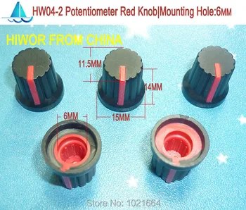 100 шт./лот HW04-2 Высококачественная пластиковая красная ручка потенциометра (для поворотного потенциометра)