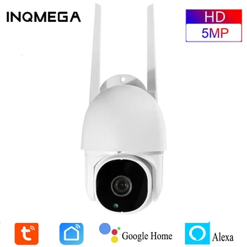 INQMEGA 5-мегапиксельная Ptz-камера Tuya, Уличная Мини-камера Wi-Fi, Добавить камеру безопасности с автоматическим отслеживанием, Добавить Alexa и Google Home Smart life Или Tuya