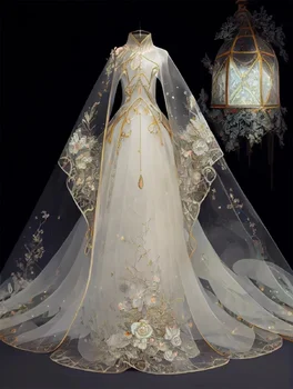 Свадебное платье трапециевидной формы, сшитое на заказ в 2023 году, из великолепного роскошного тюля, Кружевные свадебные платья в сад с 3D Цветами, Платья из Скромного Длинного Тюля с открытой спиной