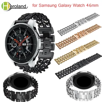 Для Samsung Galaxy Watch 46 мм ремешок для часов Роскошный джинсовый ремешок-цепочка из нержавеющей стали смарт-часы Замена металлического ремешка черный